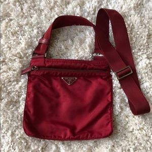 Prada Nylon Crossbody Handbag with Leather Trim